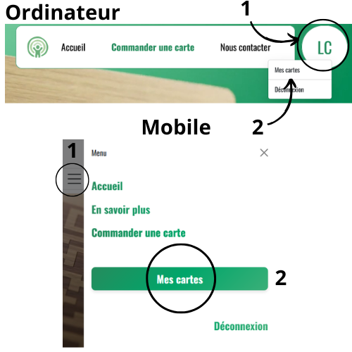 Mes cartes sur mobile et ordinateur